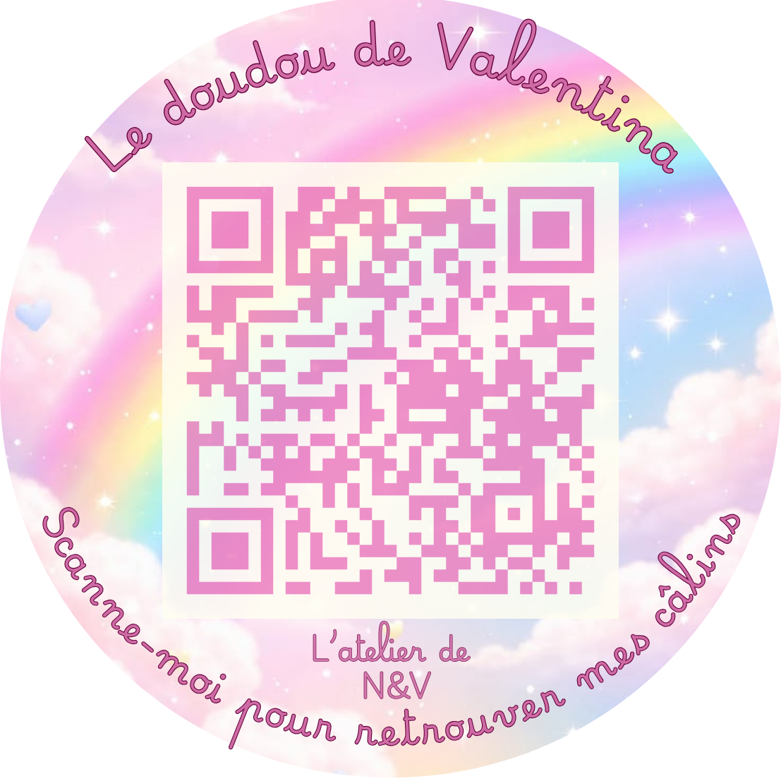 Mon petit doudou protégé - Pack de 3 thermocollants QR Code