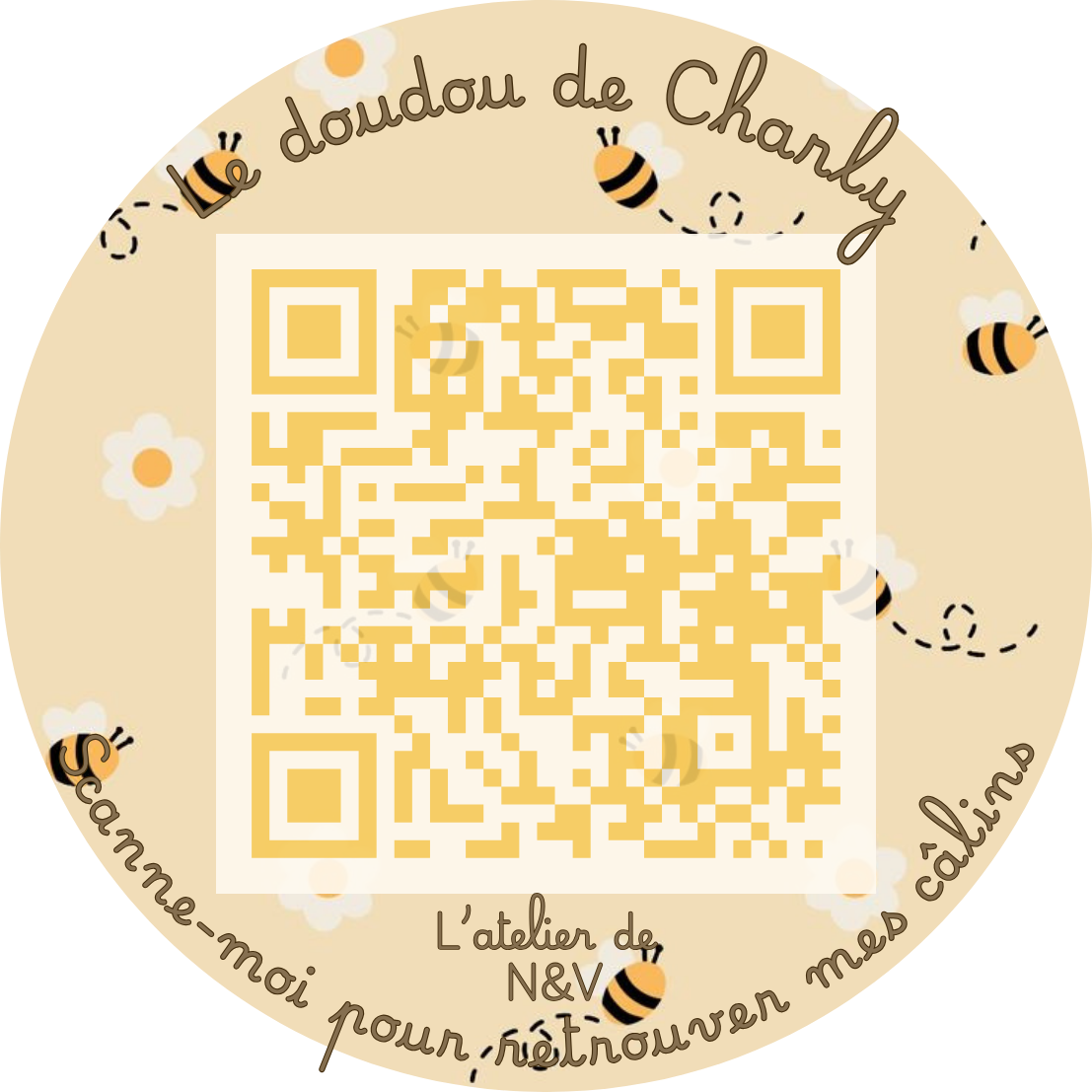 Mon petit doudou protégé - Pack de 3 thermocollants QR Code