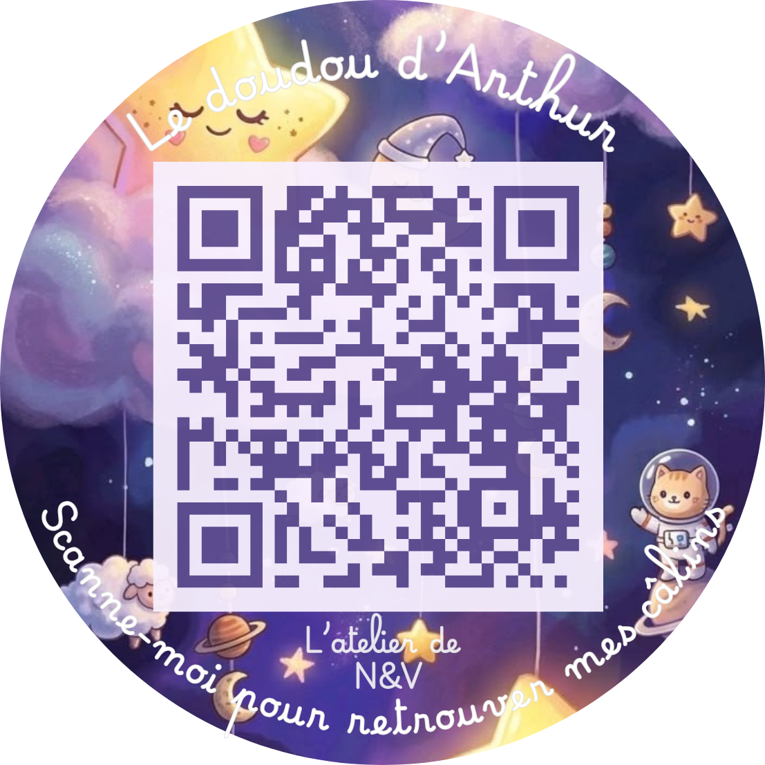 Mon petit doudou protégé - Pack de 3 thermocollants QR Code
