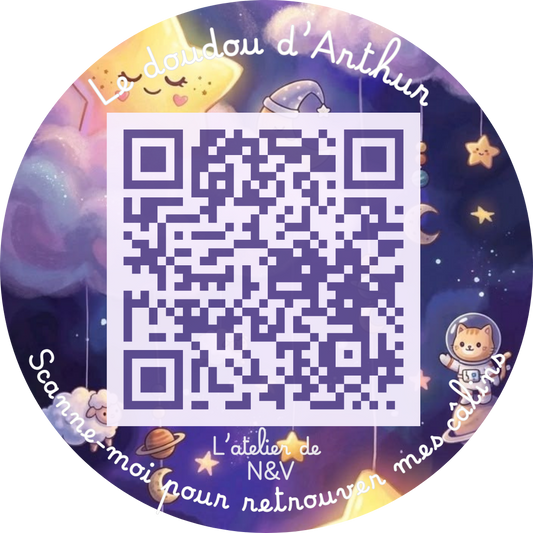 Mon petit doudou protégé - Pack de 3 thermocollants QR Code