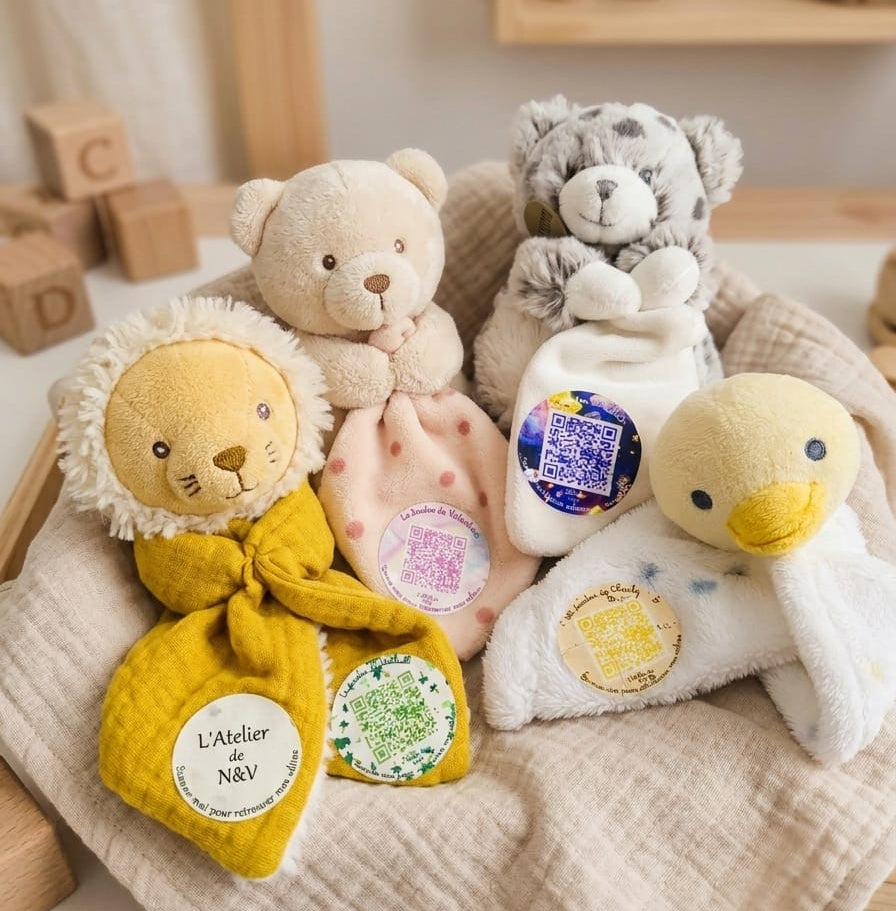 Mon petit doudou protégé - Pack de 3 thermocollants QR Code